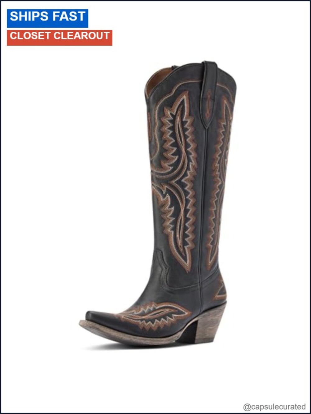 Women's Western Boots Mid-Calf Leather Embriodered Heeled Cowboy